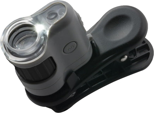 Carson MicroMini 20x LED Lighted Pocket Microscope with Built-in LED and UV Flashlight and Universal Smartphone Digiscoping Adapter Clip (MM-380)...