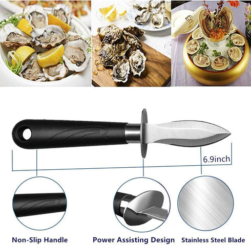 Oyster Shucking Knife Clam Knife Shucker Shellfish Seafood Opener with Non Slip Handle and Level 5 Protection Food Grade Cut Resistant Gloves(XL)...