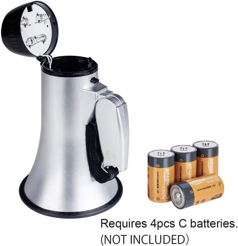 MyMealivos Portable Megaphone Bullhorn 20 Watt Power Megaphone Speaker Voice and Siren/Alarm Modes with Volume Control and Strap (Silver)…...