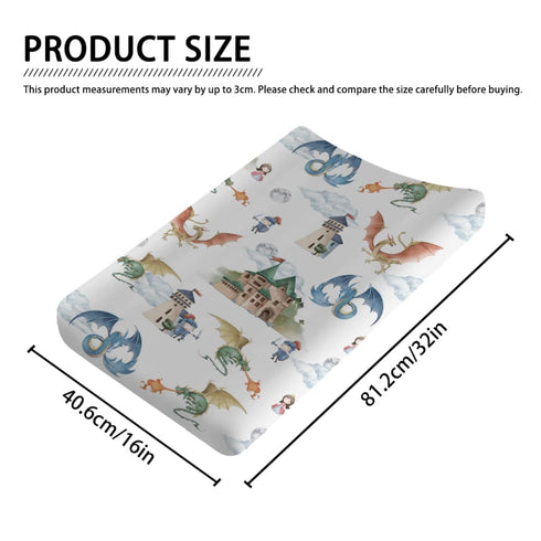 Fairytale Dragons Castle Changing Pad Cover Watercolor Dragon Princess Knight Moon Clouds Baby Nursery Diaper Change Pad Sheets for Boy Girl Soft ...