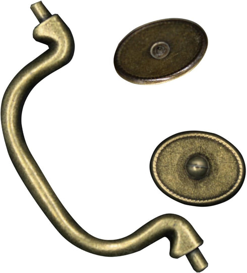 4 PCS Vintage Drop Bail Drawer Pulls, Antique Bronze Cabinet Pulls, 3.38"/86mm Hole Center, Zinc Alloy Drawer Pull Handles, Metal Bronze Dresser D...