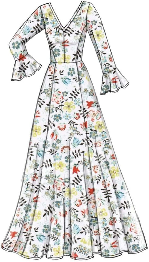 Vogue V9328E5 Easy Women's Flared Sleeve Dress Sewing Patterns, Sizes 14-22, White...