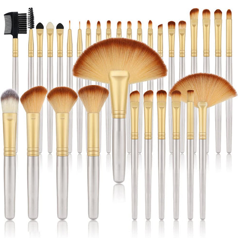 Make up Brushes, VANDER Professional 32pcs Makeup Brush Set, Makeup Brushes Set Foundation Blending Cosmetic Brush Set Kit,Champagne?Cosmetic bag ...