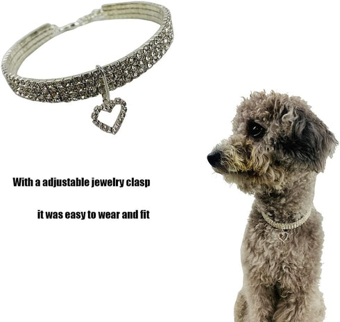 Pearl Cat Necklace and Rhinestones Dog Pendant Collar Set Adjustable Pet Necklace for Small Pet Cat Dogs Puppy Wedding Birthday Party (M)...