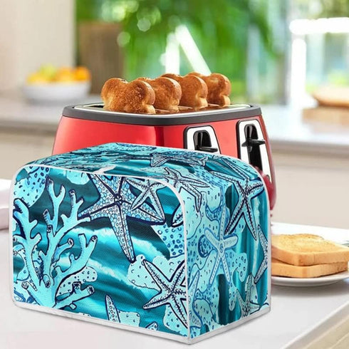 Starfish Blue Toaster Dust Cover, Polyester Fabric 2/4 Slice Toaster, Dust and Fingerprint Protection, Machine Washable...