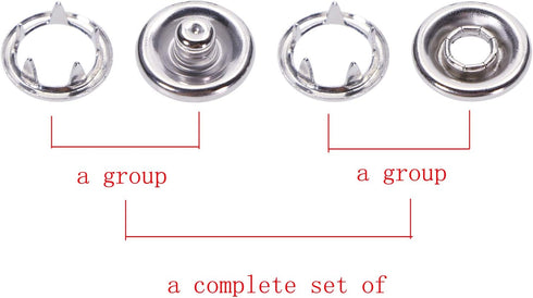 ONLYKXY 50 Sets 9.5mm/0.37inch Snap Buttons, Metal Ring Snaps, Snap Fasteners Kit, Hollow Prong Buckle (Silver)...