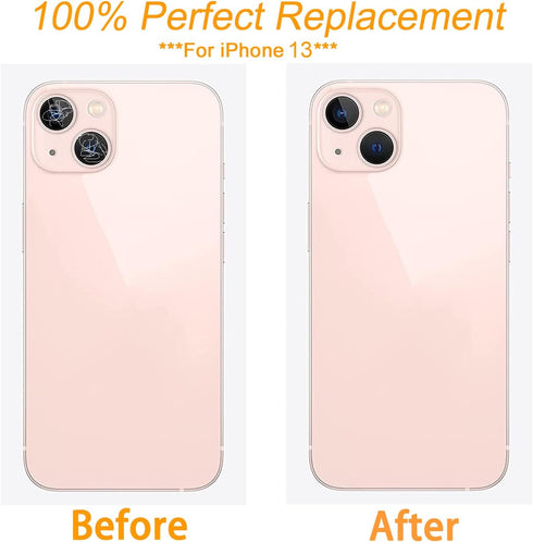 4pcs Back Rear Camera Lens Glass Replacement for iPhone 13 and 13 Mini Camera Glass Lens with Pre-Installed Adhesive & Repair Tool Kit (Not for 13...