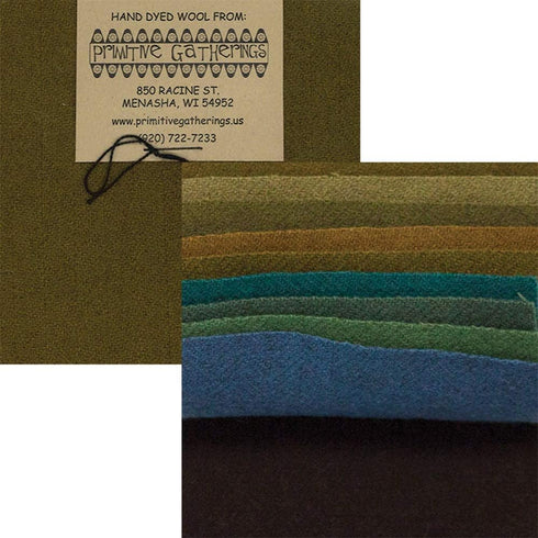 Primitive Gatherings Hand Dyed Wool Primitive 2 Charm Pack 10 5-inch Squares Moda Fabrics PRI 6026...