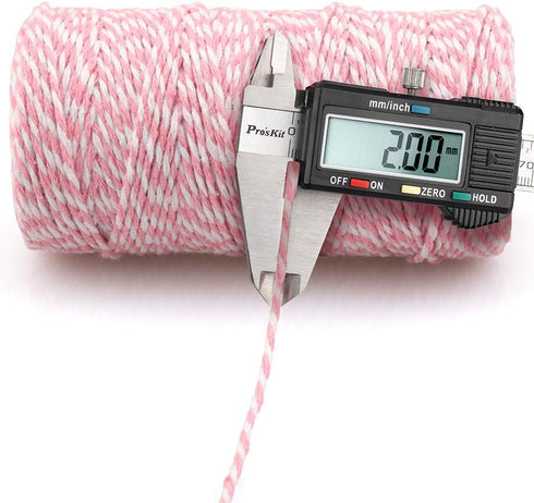jijAcraft Pink and White Twine String, 328 Feet Christmas Bakers Twine String, 2MM Heavy Duty Packing String for DIY Crafts, Christmas Decoration,...