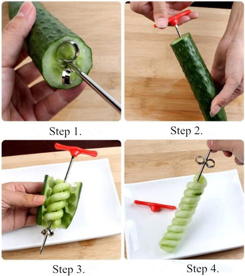 Fruits & Vegetables Spiral Twist Knife,Stainless Steel Spiral Twist Knife, Twist Shredder Ideal for Healthy Snacks, Chips, Parties...