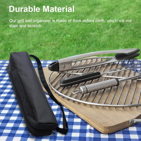 Grill Storage Bag, Oxford Cloth BBQ Tools Carry Bag, Waterproof Grill Utensil Accessory Storage Bag, Grill Utensil Holder Pouch for Camping Picnic...