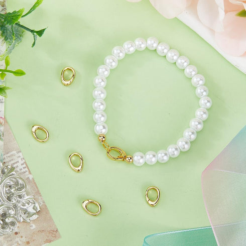 SUNNYCLUE 1 Box 6Pcs Spring O Ring Real 18K Gold Plated Brass Trigger Spring O Rings Clasp Small Teardrop Carabiner Clips Keyrings Snap Hook Buckl...