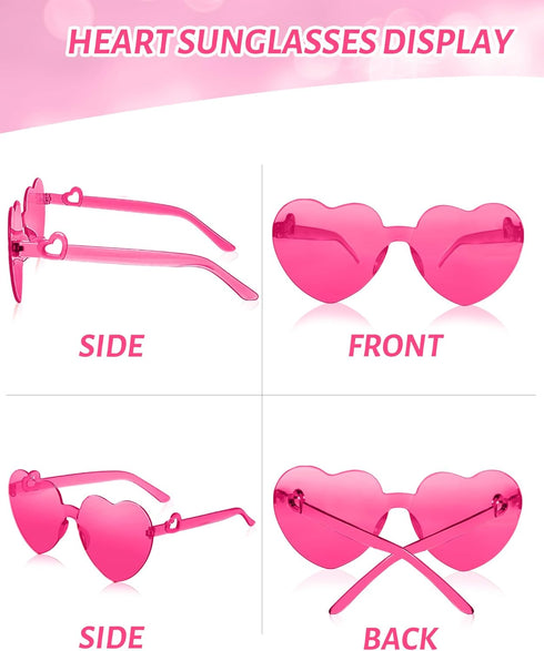 Heart Sunglasses for Women Heart Glasses with Heart Leg Rimless Sunglasses for Bachelorette Party Wedding Favors...
