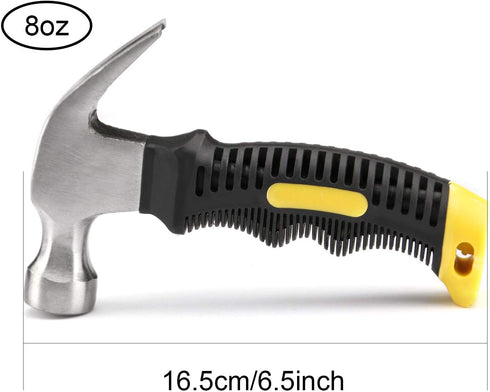 6 PCS 8 Oz Claw Hammer, Small Stubby Hammers Bulk with Anti-Slip Plastic Coated Soft Handle Roofing Tools for Car Window Framing Jewelry Making, L...