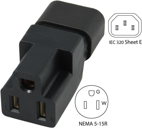 Conntek 30130 IEC C14 to NEMA 5-15R Plug Adapter 10Amp...