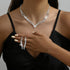 Unicra Wedding Jewelry Set Silver Rhinestone Necklace Earrings Set Prom Party Jewelry sets for Brides and Women...