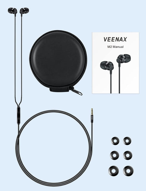 M2 Wired Earbuds Stereo Earphones with Ultra Bass, in-Ear Headphones with Microphone, Durable Tangle Free Cord, Noise Isolating Headset for Phone ...