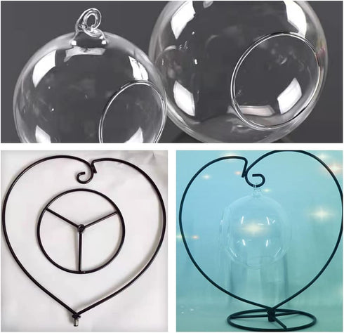 Ornament Display Stand Home Wedding Decoration Rack Plant Display Stand Heart Shaped Holder for Hanging Glass Globe Ball Air Plant Terrarium Ornam...