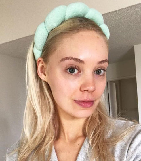 Spa Headband For Washing Face, Makeup Bubble Skin Care Hairhand, Puffy Grwm Get Ready Hair Band, Preppy Skincare Self Care Gifts For Women Teen Gi...