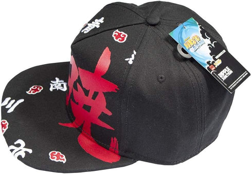 Ripple Junction Naruto Shippuden Adult Unisex Akatsuki Kanji Ring Flat Bill Snapback Hat Black/Red...
