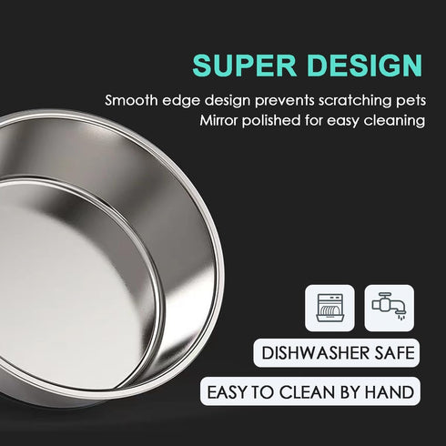 5mm Thick Stainless Steel Dog Bowls, Non-Slip with Silicone Base Cat Dishes, 4 Cups Food Grade BPA Free, Less Sliding, Premium Water and Food Pat ...