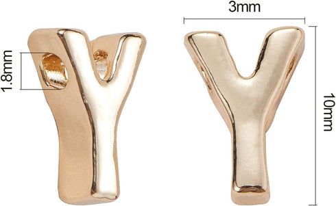 LiQunSweet 26 Pcs Golden Plated Metal Alloy Letter Loose Beads for Initial Necklace Bracelet Earrings Jewelry Making Decoration Craftings - 10x3mm...