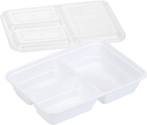 GoodCook Meal Prep Rectangle Three Compartment 20-Piece, White, Made without BPA...