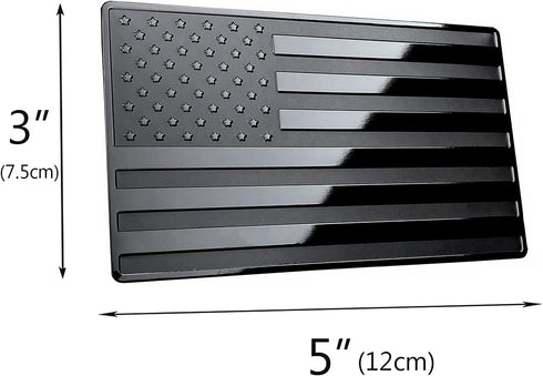 MULL American Flag Metal Auto Emblem for Cars Trucks 2pcs Forward and Reverse Set (5"x3", Black)...