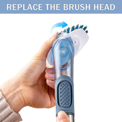 NileHome Soap Dispensing Dish Brush Set, Dish Scrubber with 4 Replaceable Heads Dish Brush with Handle for Pot Pan Sink Cleaning...