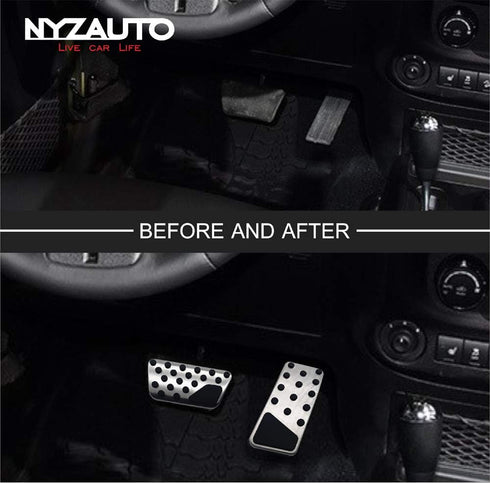 Compatible with Non-Slip Foot Pedal Pads Jeep Wrangler 2007-2018 JK JKU ,AT No Drilling Aluminum Brake and Accelerator Pedal Covers...