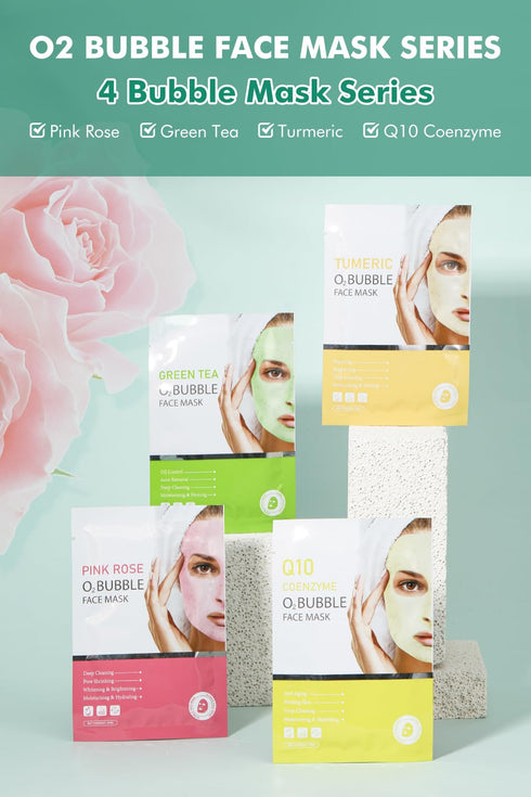 12 Pack Skincare O2 Bubble Face Masks Sheet, Anti-wrinkle Bubble Facial Mask, Foaming Face Mask, Purifying Facial Mask, Moisturizing Spa Face Mask...