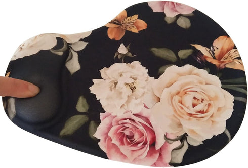 Floral Aesthetic Portable Mouse Pad Computer Sublimation Mouse Pads Small 3D Gel Mouse Pad with Wrist Support Black...
