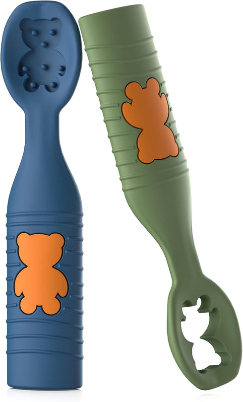 Baby First Spoons Set (2 Pack),Pre-Spoon Feeding Utensil for Kids Aged 6+ Months,Baby Led Weaning (BLW) Teething Spoon-Self Feeding,Silicone Toddl...