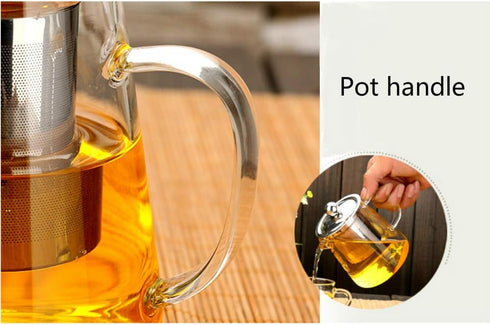 Glass Teapot with Stainless Steel Infuser & Lid, Borosilicate Glass Tea Kettle Stovetop Safe, Blooming & Loose Leaf Teapot,Glass Square Pot (350ML...