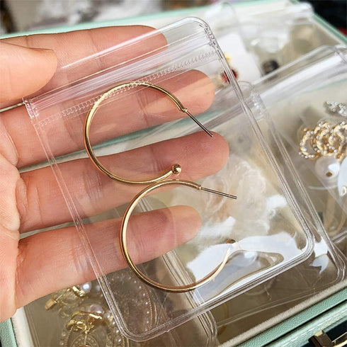 100 Pack PVC Clear Jewelry Anti Oxidation Zipper Bag Antitarnish Plastic Bags for Packaging Jewelry Rings Earrings Transparent Poly Pouch (Clear, ...
