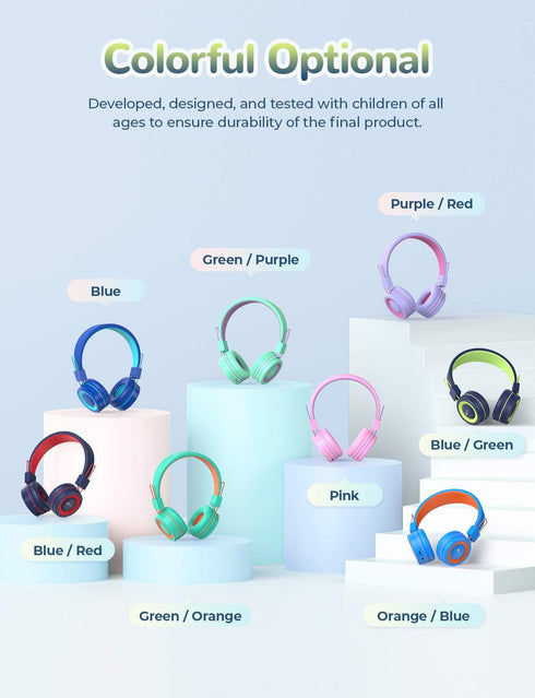 iClever BTH02 Kids Headphones, Kids Wireless Headphones with MIC, 22H Playtime, Bluetooth 5.0 & Stereo Sound, Foldable, Adjustable Headband, Child...