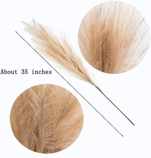 UiiziC Faux Pampas Grass Dried Fluffy Artificial 6pcs 35" Ascendant Grass for Vase Fillers Wedding Party Bouquets Home Hotel Centerpieces Decor (B...