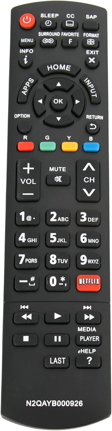 New N2QAYB000926 Remote Control fits for PANASONIC LED-LCD Smart HDTV TC39AS530 TC-39AS530 TC39AS530U TC-39AS530U TC40AS520 TC-40AS520 TC40AS520U ...