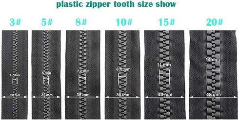 #20 Super Large Plastic Zipper Heavy Duty Zippers 25cm Long with 2pcs for DIY Sewing (#20 White -2pcs)...