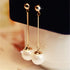 Big Simulated Pearl Long Tassel Drop Earrings for Women Double Sided Front Back Cross Imitation Pearl Dangle Earrings...