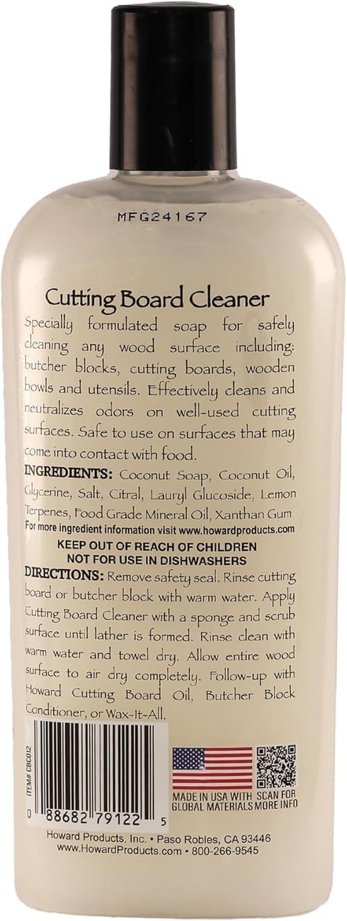 Howard Products CBC012 Cutting Board Cleaner, Cleaner for Wooden Cutting Boards, 12 oz...
