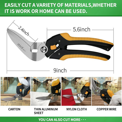 stedi 9-Inch Scissor Heavy Duty, All Purpose Scissors, Cardboard and Carpet Shears, TPR Handle, Extremely Sharp Blades with Finely Serrated -Easy ...