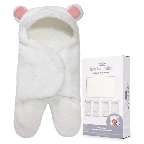 Jam Naturals- Baby Swaddle Blanket, Cute Bear Organic Receiving Swaddling Wrap, Newborn Baby Girl Soft Plush Registry Gift (Pink 3-6m)...