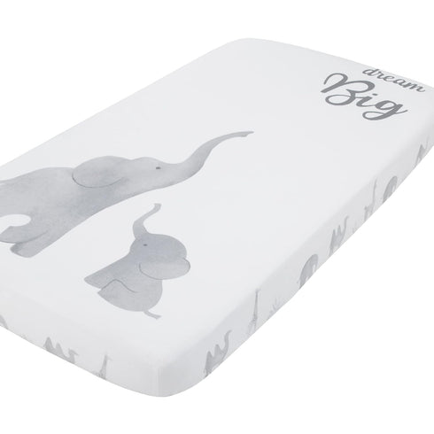 NoJo Elephant Tribe Grey and White 100% Cotton Photo Op Fitted Crib Sheet...