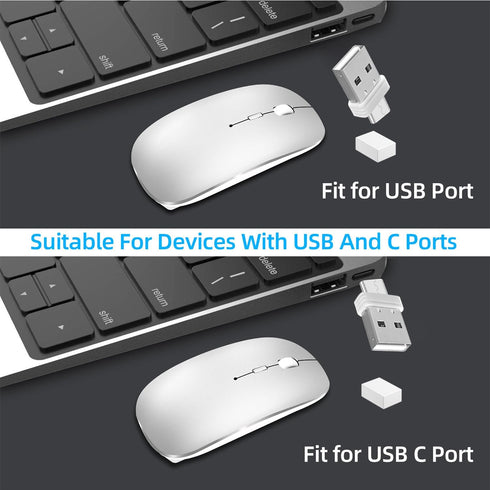 Wireless Mouse for Laptop, Bluetooth Mouse Rechargeale Three Mode(Bluetooth 5.2+ USB-A & USB-C Receiver) -Compatible with TypeC & USB Port Devices...