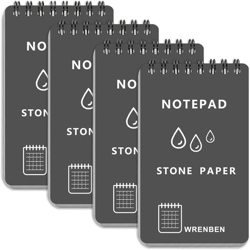 4PCS Weatherproof Pocket Spiral Notebook 3"x5" with Stone Graph Paper and PVC Cover, All-Weather Notepad A7 Steno Pads for Outdoor Field Military ...