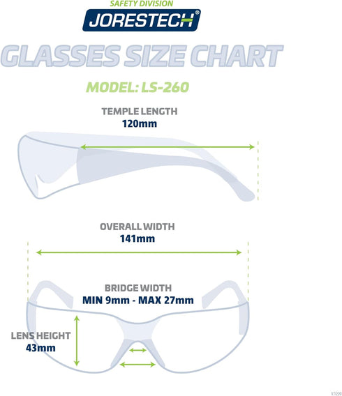 JORESTECH Eyewear Protective Safety Glasses, Polycarbonate Impact Resistant Lens Pack of 12 (Multi-Colors)...