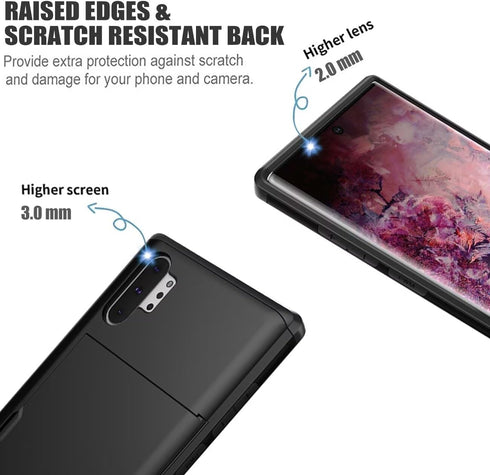 Case for Galaxy Note 10 Plus Case, Samsung Note 10+ 5G SM-N975U Wallet Case, Card Holder Protective Dual Layer Shockproof Hidden Card Slot Phone C...