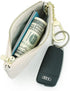Premium Genuine Full Grain Leather Mini Coin Purse Keychain Pouch Card Holder for Men Women (Beige Quilted - LG)...