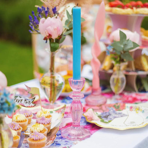 Talking Tables Boho Pink Glass Candlestick Holder Height 16cm One Size Glass Candle Holder,Large...